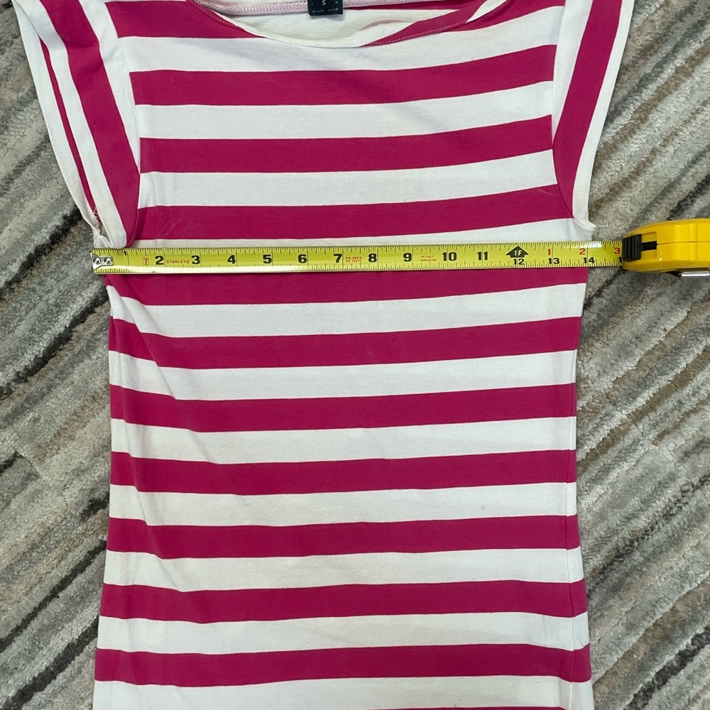 French Connection pink & white striped boatneck top - Picture 2 of 5